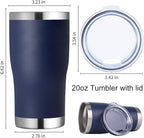 DOMICARE 20oz Tumbler with Lid Stainless Steel Tumblers Bulk, Double Wall Vacuum Insulated Coffee Travel Mug Powder Coated Tumbler, 8 Pack Navy