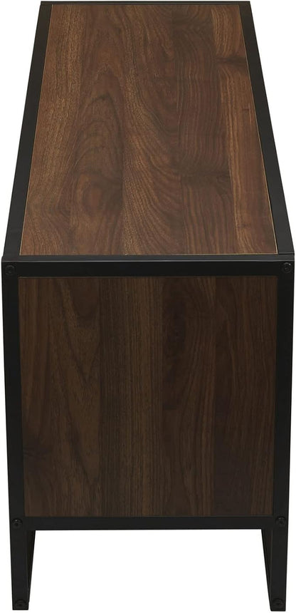 Household Essentials Jamestown Square Cubby TV Stand in Walnut Wood Grain - Image 6