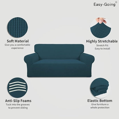 Easy-Going Stretch Oversized Loveseat Couch Covers Washable Deep Teal | 1-Piece - Image 3