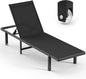 Lounge Chair Outdoor with Wheels, Aluminum Patio Chaise Lounge Chair with 5 by Oasbira