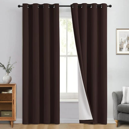 Yakamok Brown 100% Blackout Curtain Panels 84 inches, 2 Panels | Blackout by Yakamok