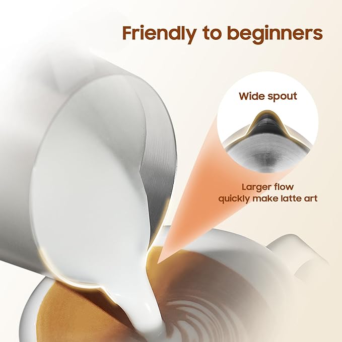 MHW-3BOMBER Milk Frothing Pitcher - 20oz/600ml Milk Frother Cup with U-Shaped Spout - SUS 304 Steaming Pitcher - Cappuccino Latte Art Cup for Barista - Quadrilateral Body - P5184-OS