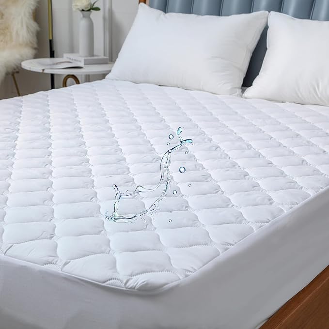 Quilted Queen Size Waterproof Mattress Protector Pad by Kingnex