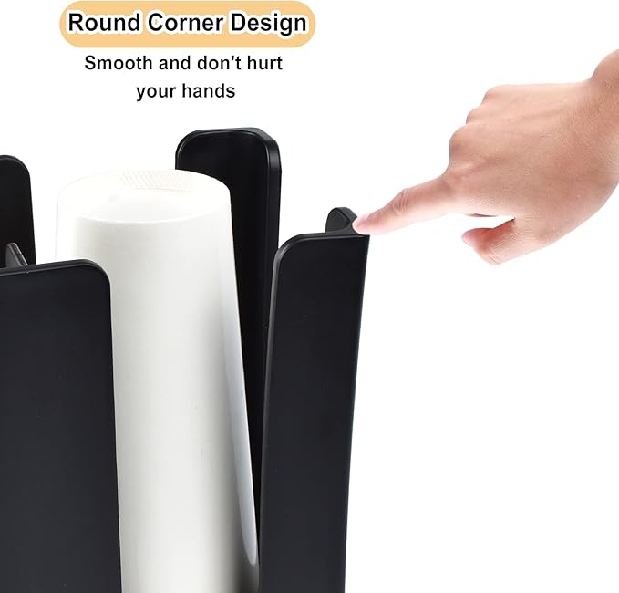 MYITYARD Coffee Cup Dispenser, 2 Compartment Cup and Lid Organizer fits 5 to 16 oz Disposable Paper & Plastic Cups, Acrylic Cup Holder for Table Countertop, Black
