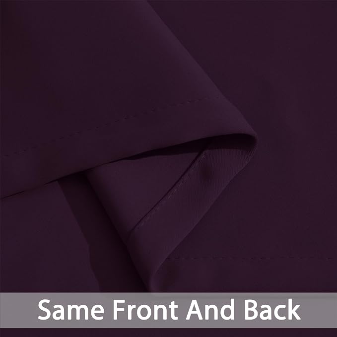 Yakamok Room Darkening Curtains 52x63 inch Length Dark Purple-Living Room | 2 - Image 7