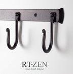 RTZEN Wall Mount Hook Set - Wrought Iron Decorative Rustic Metal Coat Hooks for Hanging - Handcrafted Classic Farmhouse Wall Mounted Black Hooks for Towel Robe or Hat Hanging - 3 Hook Rack