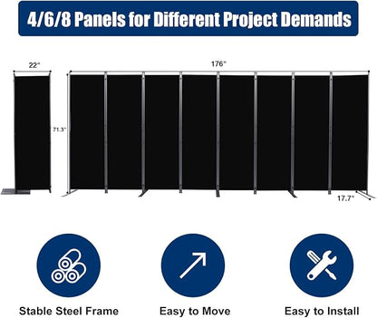 Room Divider 6FT Portable Room Dividers and Folding Privacy Screens, 8 Panel - Image 6