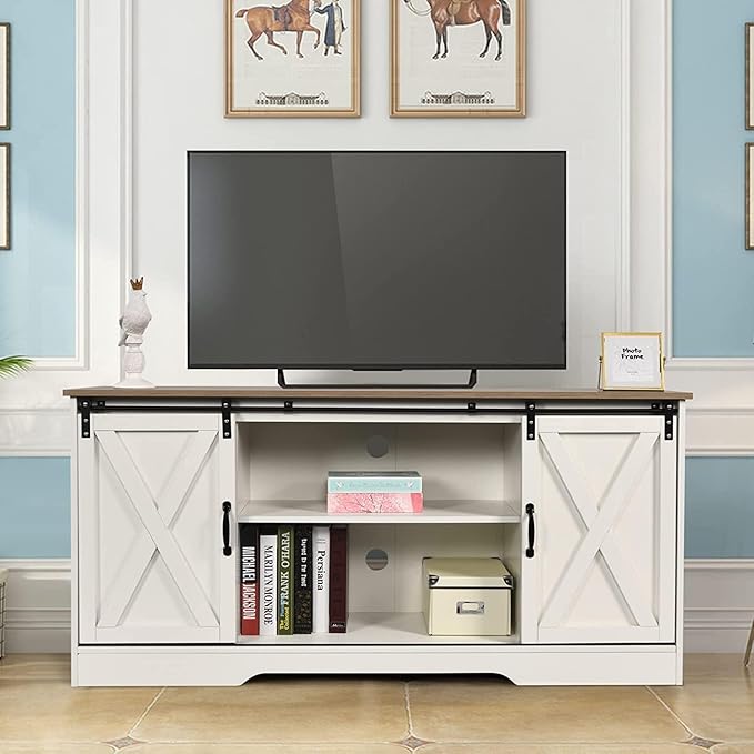 4 EVER WINNER TV Stand for 65 Inch TV for Living Room, Modern Farmhouse Barn - Image 5