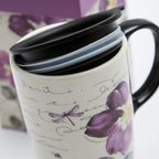 Topadorn Ceramic Travel Mug Latte Mug 17 oz. Coffee Cup with Sealed Lid and Gift Box, Set of 2