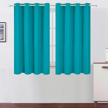 Blackout Curtains 66 x 54 Inch Long Teal Curtains Set of 2 Panels Room by Lemomo