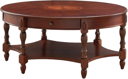 Traditional Solid Wood Oval Coffee Table, Elegant Center Table by BAXMUY