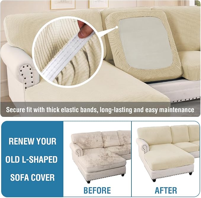 H.VERSAILTEX Sectional Couch Covers 8 Pieces Stretch Sofa Covers - Image 6