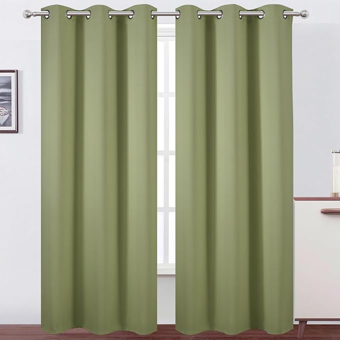 Sage Green Thermal Blackout Curtains/38 x 84 Inch/Set of 2 Panels Room by Lemomo