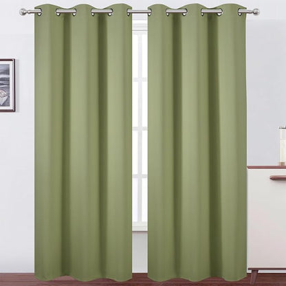Sage Green Thermal Blackout Curtains/38 x 84 Inch/Set of 2 Panels Room by Lemomo