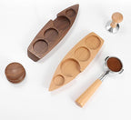 Coffee Tamper Station, Small Ship Shape Portafilter Tamping Stand Espresso Coffee Organizer Box Fit for Storage 54, 64MM Espresso Tamper Mat Portafilter Holder (Accessories not included)