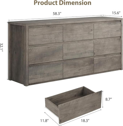 GarveeHome 9 Drawer Dresser for Bedroom, Wide Modern Chest of Drawers, Large - Image 2