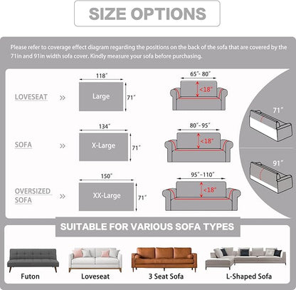 DREAMINGO Sofa Covers Washable Thick Chenille Couch Cover - Image 2