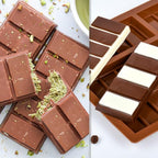 Deep Silicone Chocolate Bar Mold 2-Pack Break-Apart Design with 5 Snap Sections for Pistachio, Middle Eastern Desserts & Custom Candy Bars - Non-Stick, Food-Grade, Reusable Baking Molds