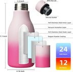 BJPKPK Insulated Water Bottles, 12oz Stainless Steel Metal Water Bottle with Strap, BPA Free Leak Proof Thermos, Mugs, Flasks, Reusable Water Bottle for Sports & Travel, Sakura