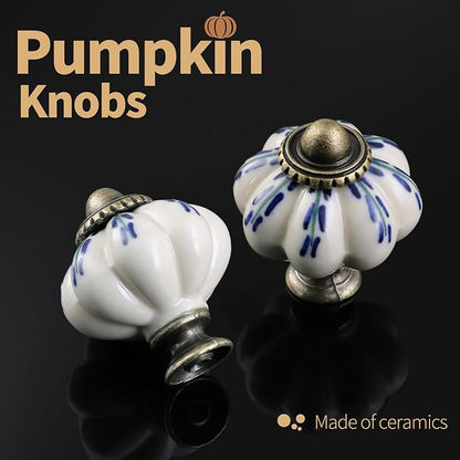 Ivory Pumpkin Knobs 6 Pack Ceramic Cabinet Knobs Vintage Drawer Pulls - Image 5
