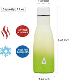 BJPKPK Insulated Water Bottle 12oz Small Stainless Steel Water Bottles Reusable Metal Thermos Keep Cold and Hot,Elegant Green