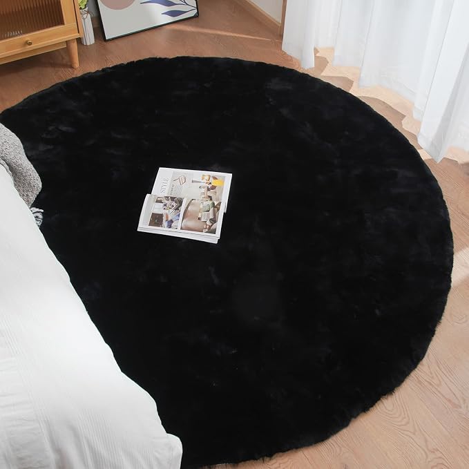 ORINOVA Round Rugs 6ft Faux Rabbit Fur Rug Fluffy Rug - Image 2