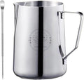 Milk Frothing Pitcher 50oz, Espresso Steaming Pitchers 50 Oz, Espresso Machine Accessories, Milk Frother cup 1500ml, Coffee Cappuccino Latte Art, Stainless Steel Jug with Dsecorating Art Pen