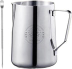 Milk Frothing Pitcher 50oz, Espresso Steaming Pitchers 50 Oz, Espresso Machine Accessories, Milk Frother cup 1500ml, Coffee Cappuccino Latte Art, Stainless Steel Jug with Dsecorating Art Pen