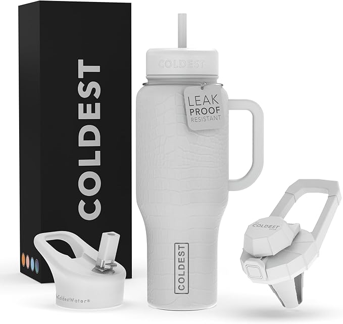 Coldest 40 oz Tumbler with Handle and Straw, 100% Leak Proof Insulated Tumbler with Lid and Straw (3 Lids), Stainless Steel Tumblers for Women & Men, Cup Holder Friendly, 36 oz (Saving Private Camo)
