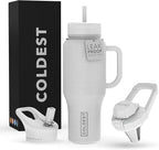 Coldest 40 oz Tumbler with Handle and Straw, 100% Leak Proof Insulated Tumbler with Lid and Straw (3 Lids), Stainless Steel Tumblers for Women & Men, Cup Holder Friendly, 36 oz (Saving Private Camo)