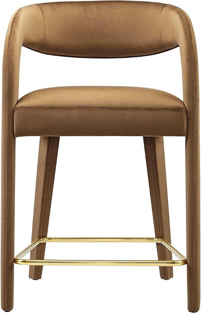 Modway EEI-6566-BRN-GLD Pinnacle Performance Velvet Counter Stool Set of Two - Image 6