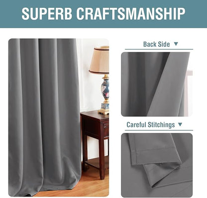 H.VERSAILTEX Ultra Soft and Thick Blackout Bluish Gray Curtains - Image 3