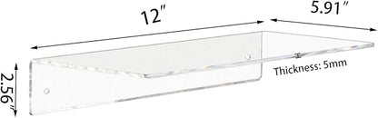 Weiai Clear Acrylic Shelves 12 Inch, Floating Wall Mounted Shelf - Image 3
