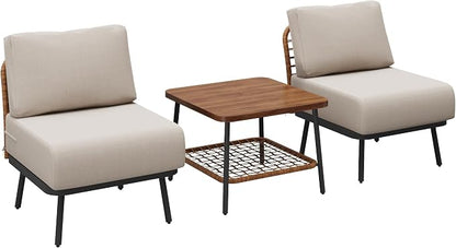 3-Piece Patio Conversation Set, Outdoor Sectional Sofa Wicker Furniture - Image 7