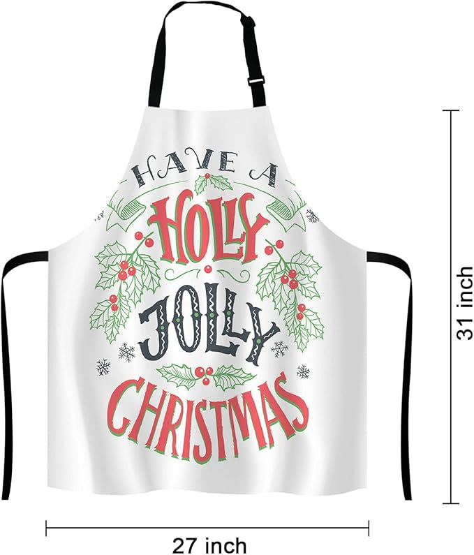 Have a holly jolly Christmas Adjustable Bib Apron Kitchen Cooking Baking Gardening Apron for Women Men