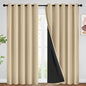 SimpleHome Beige 100% Blackout Curtains Room Darkening Living Room 84 Inch | by SimpleHome