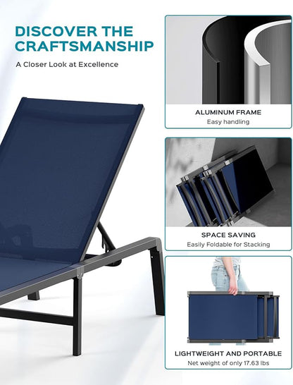Ciokea Patio Chaise Lounge Chair, Foldable Lounge Chair - Image 4