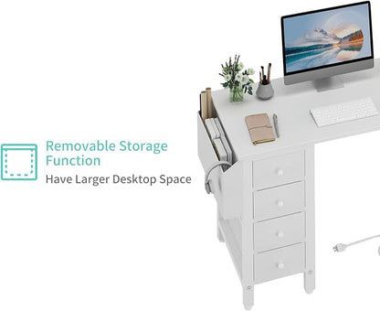 Lufeiya White L Shaped Computer Desk - Image 7