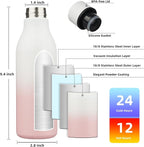 BJPKPK Insulated Water Bottles, 18 oz Stainless Steel Metal Water Bottle with Strap, BPA Free Leak Proof Thermos, Mugs, Flasks, Reusable Water Bottle for Sports & Travel, Graceful Pink