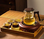 Glass Teapot with Removable Infuser, Loose Leaf Tea Brewing (7-shaped handle)