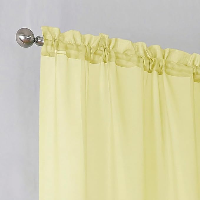 Simplebrand Light Yellow Sheer Curtains 96 Inches Long, Light Filtering Rod - Image 7