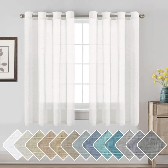 H.VERSAILTEX Linen Curtains Nickel Grommet Natural Linen Semi-Sheer Curtains 2 by HVERSAILTEX