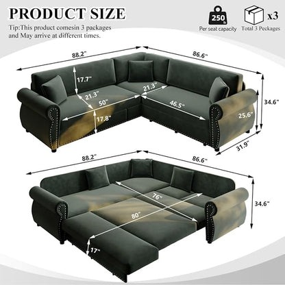 88.2" Sectional Sleeper Sofa - Image 3