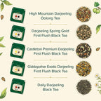 VAHDAM, Assorted Darjeeling Tea Sampler (10 Flavors, 50 Servings) Gluten Free, Non GMO - Darjeeling First Flush & Second Flush | Loose Leaf Tea Sample