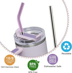 Replacement Straws for 40oz Tumblers,Metal Straws Reusable Compatible with Stanley 40oz Cup, 40 oz Tumbler Straw,4 Pack 12" Extra Long Stainless Steel Straws with Silicone Tips and Cleaner Brush