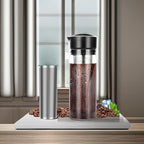 25oz Cold Brew Coffee Maker 4 Cup Capacity Tea Maker, Iced Coffee Pot, Cold Heat Resistant Borosilicate Glass Carafe, Stainless Steel Mesh Filter Basket and Black Freshness Lid