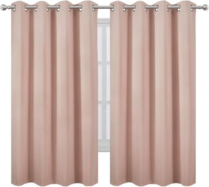 Blush Blackout Curtains 66 x 63 Inch Length/Set of 2 Curtain Panels/Thermal - Image 2