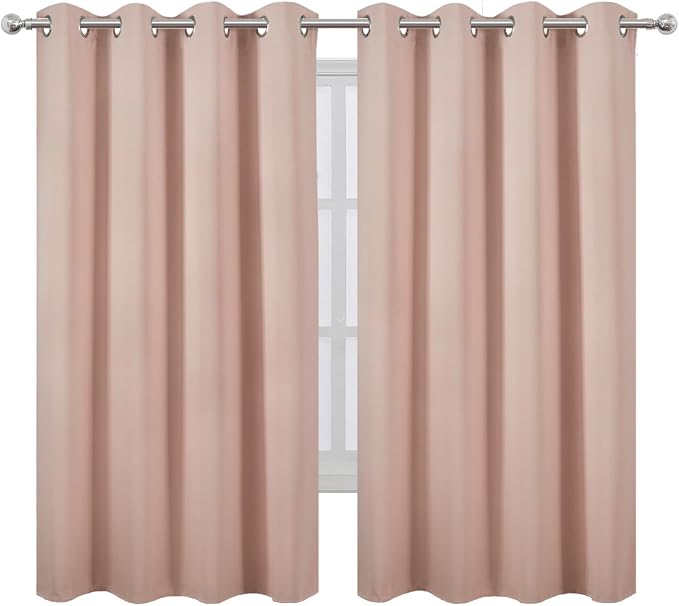 Blush Blackout Curtains 52 x 63 Inch Length/Set of 2 Curtain Panels/Thermal - Image 2