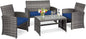 Tangkula 4 PCS Wicker Patio Conversation Set, Outdoor Rattan Sofas by TANGKULA
