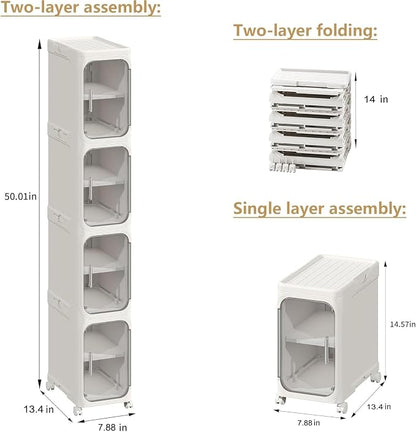 4-Tier Tall Narrow Storage Cabinet, Slim Bathroom Storage Cabinet - Image 2